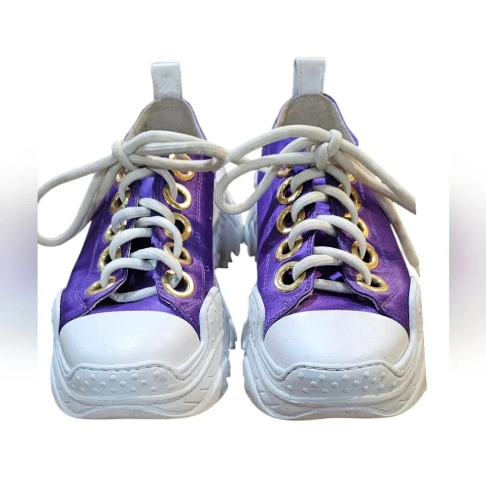 No. 21 - Billy Satin Purple Designer Luxury Chunky Sneaker​​ - Picture 3 of 10